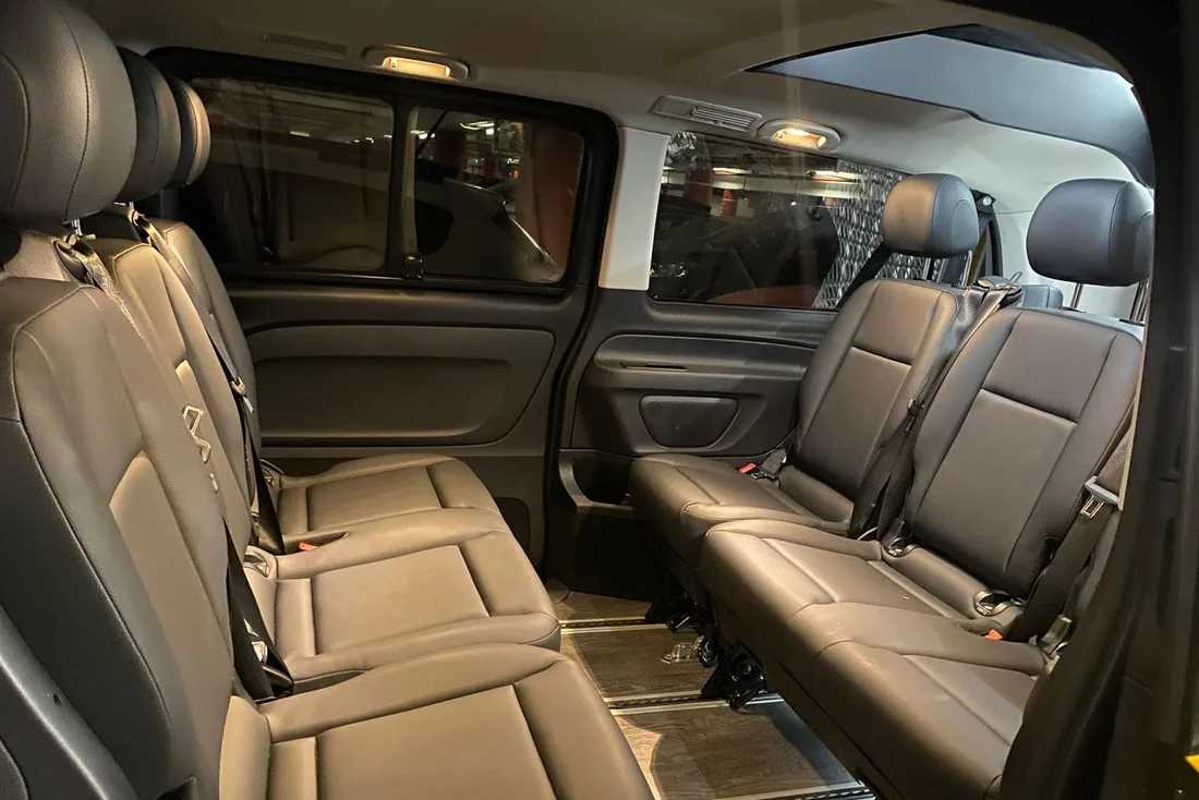 Leather seats inside the Mercedes-Benz Vito VIP van