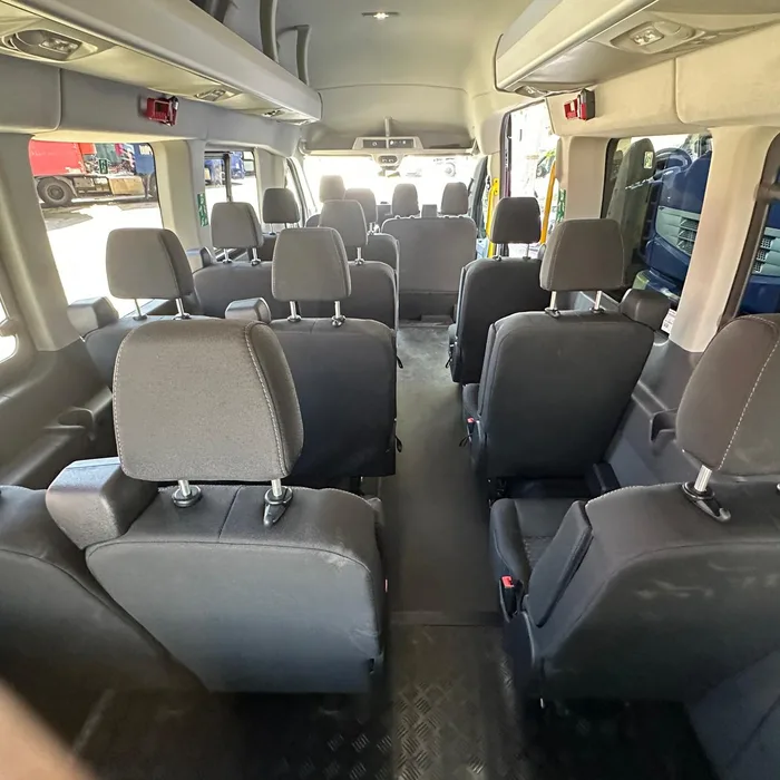 Inside the Ford Transit minibus