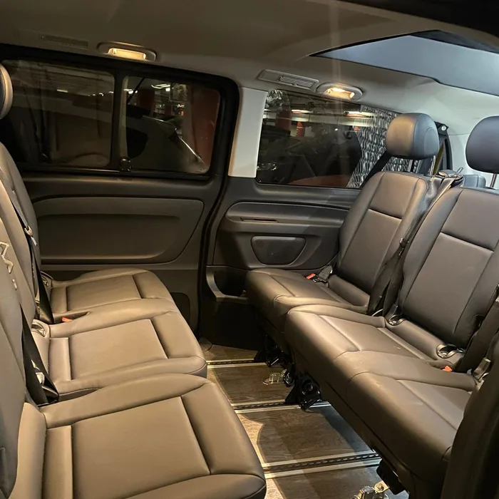 Leather seats inside the Mercedes-Benz Vito VIP van